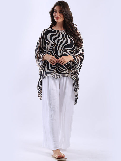 2 Layered Printed Silk Tunic Top