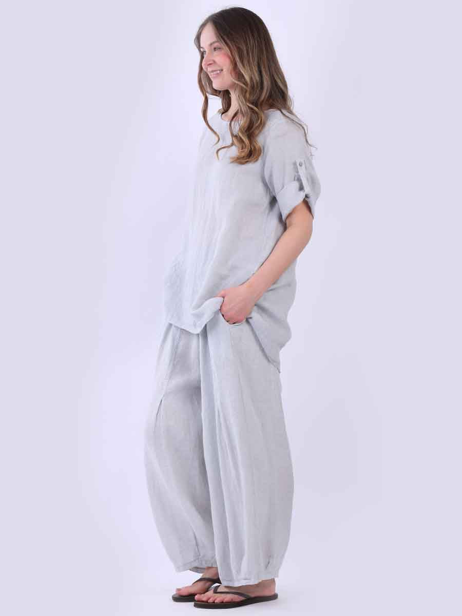 Hi-Lo Plain Linen Women Top