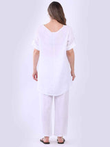 Hi-Lo Plain Linen Women Top