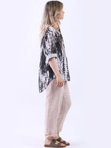 Tie Dye Linen Lagenlook Hi-Lo Blouse