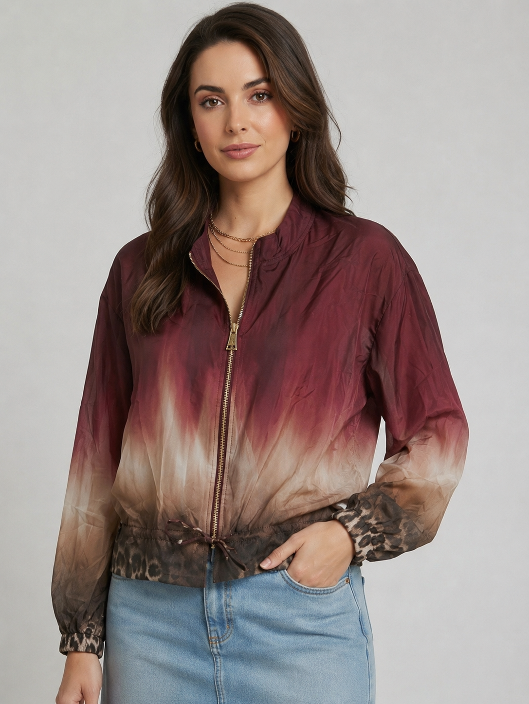 Crop Bomber Jacket Wine