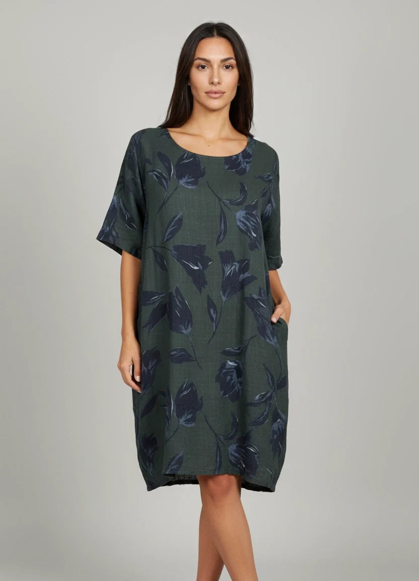 Cotton Midi Dress Charcoal