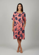 Cotton Midi Dress Coral
