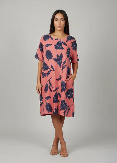 Cotton Midi Dress Coral