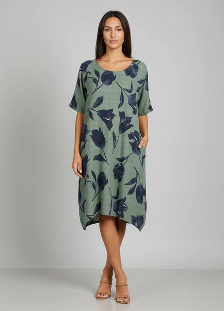 Cotton Midi Dress Khaki