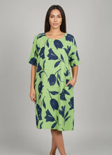 Cotton Midi Dress Lime Green