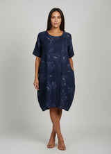 Cotton Midi Dress Navy
