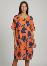 Cotton Midi Dress Orange
