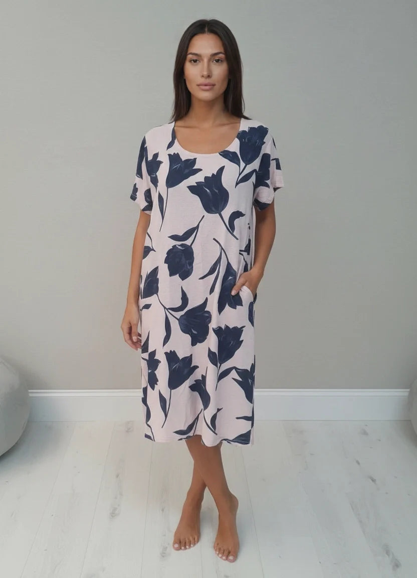 Cotton Midi Dress Pink