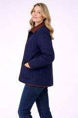 Contrast Collar Quilted Jacket