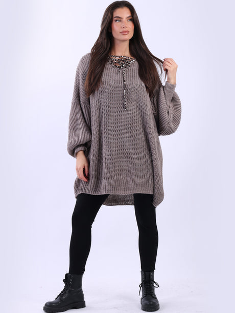 Oversized Drawstring V-Neck Baggy Knitted Sweater