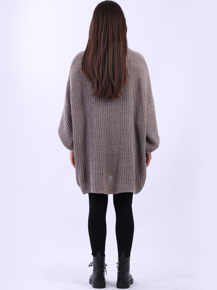 Oversized Drawstring V-Neck Baggy Knitted Sweater