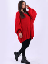 Oversized Drawstring V-Neck Baggy Knitted Sweater