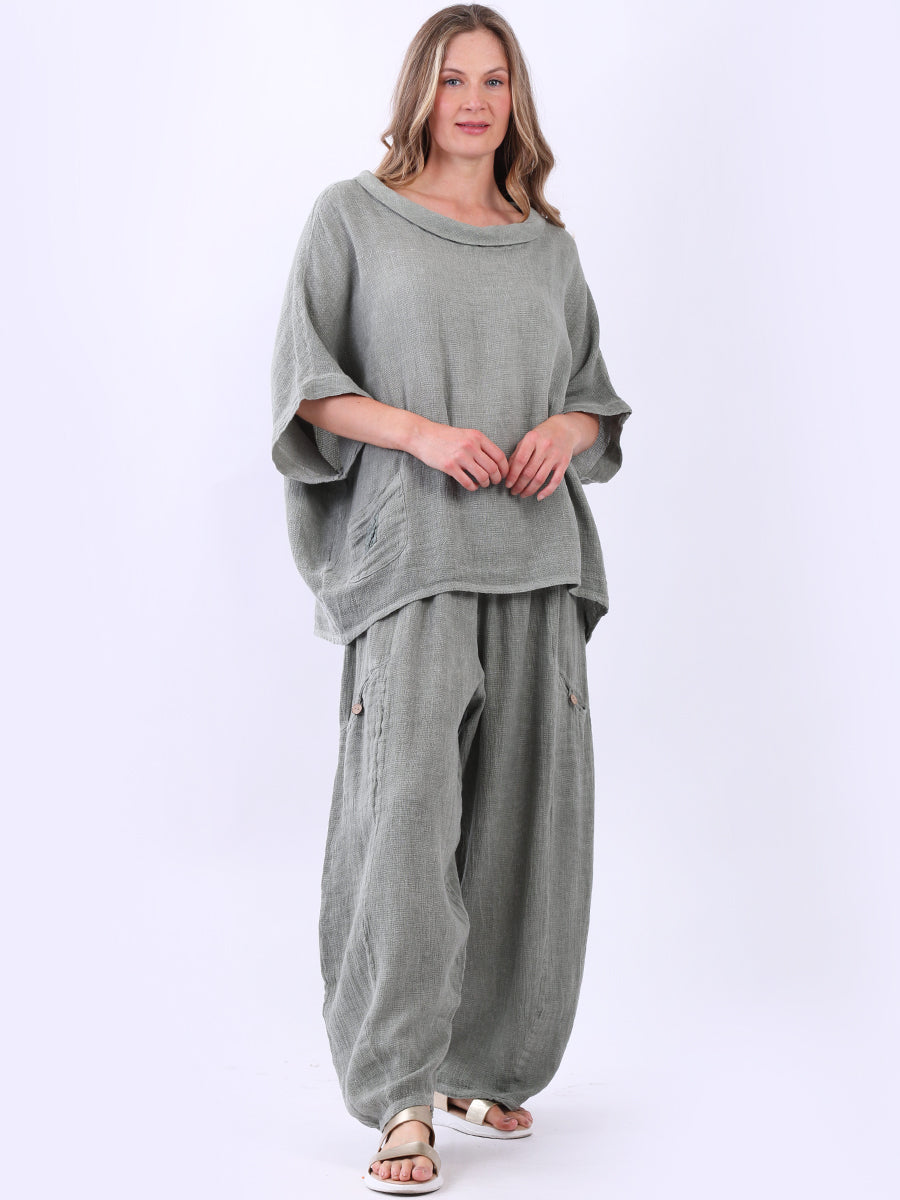 Linen Vintage Wash Batwing Top