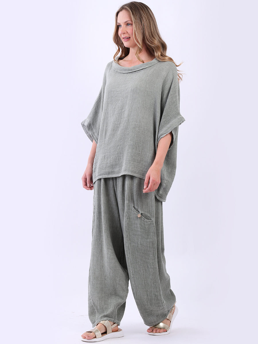 Linen Vintage Wash Batwing Top