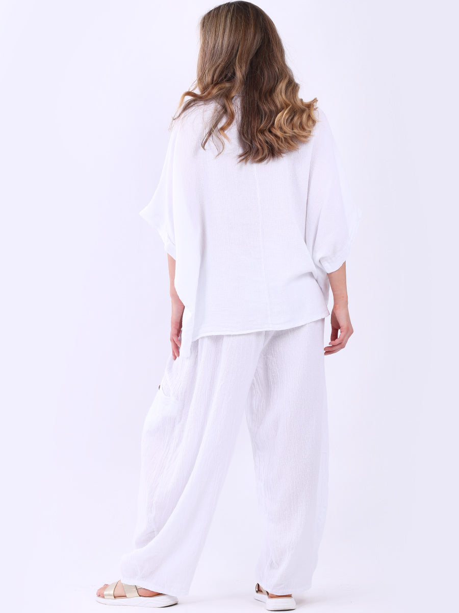 Linen Vintage Wash Batwing Top