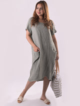 Plain Linen Vintage Washed Dress