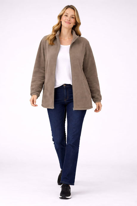 Plus Size Women Front Zipper Fleece Jacket