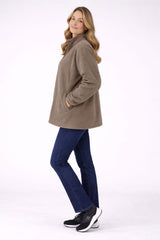 Plus Size Women Front Zipper Fleece Jacket