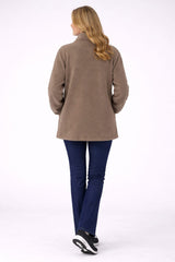 Plus Size Women Front Zipper Fleece Jacket