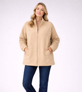 Plus Size Women Front Zipper Fleece Jacket