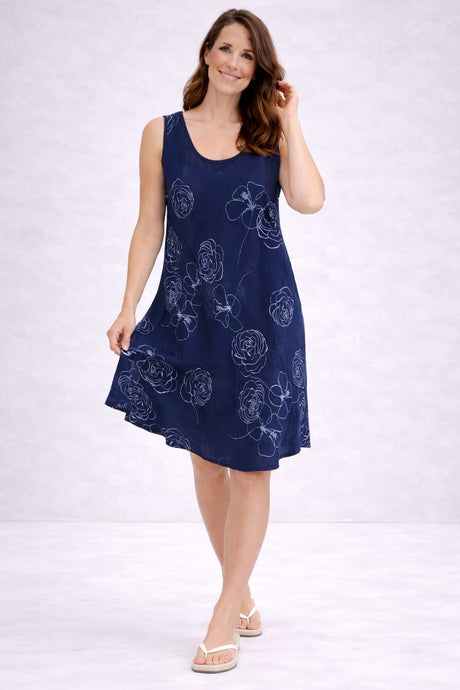 Cotton Tank Dress Navy
