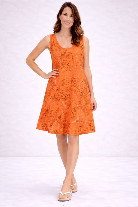 Cotton Tank Dress Orange