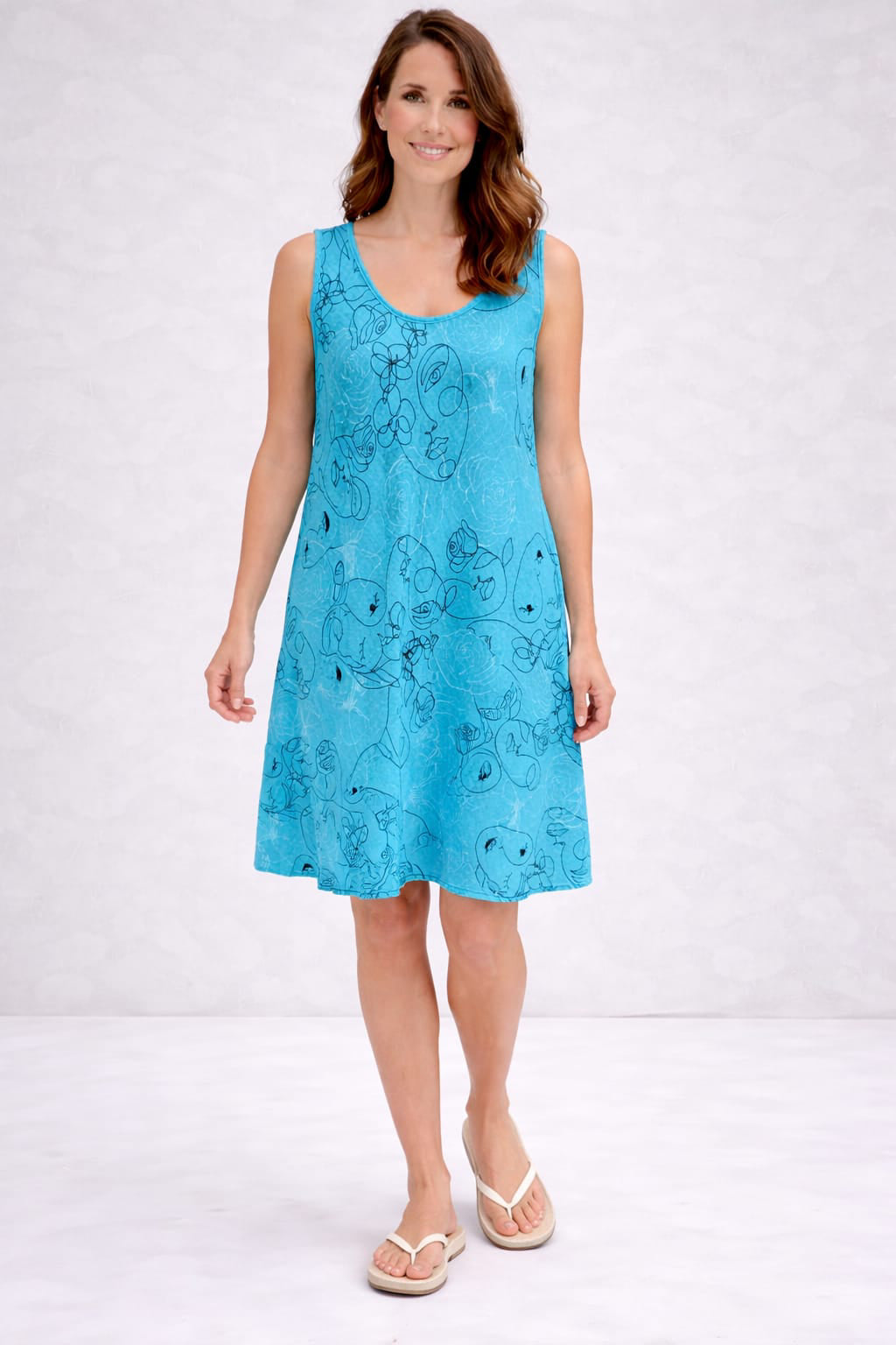 Cotton Tank Dress Turquoise