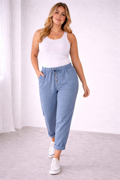 Plain Linen Trouser Denim