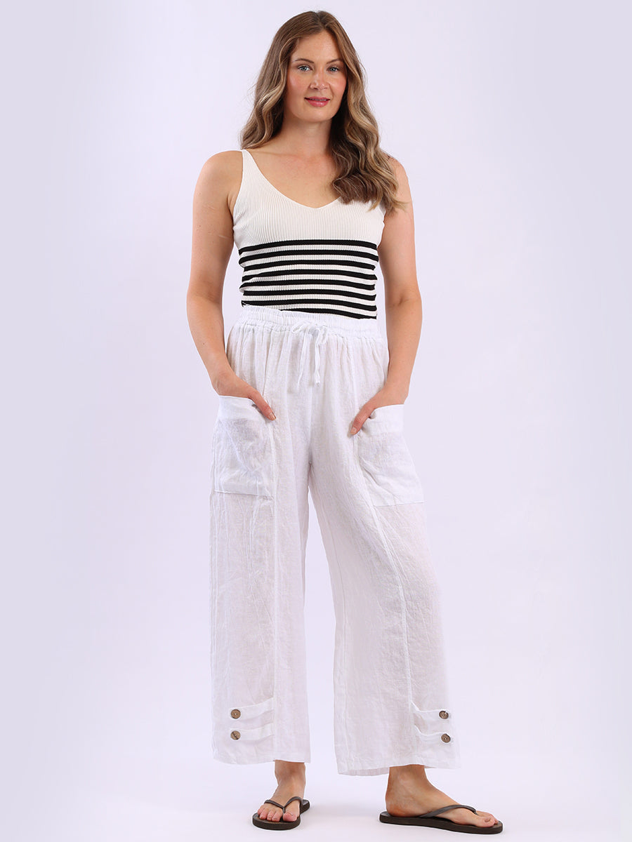 Solid Linen Trouser White