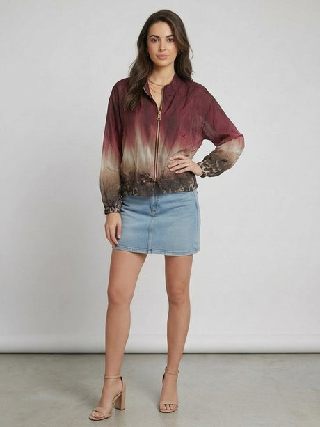 Crop Bomber Jacket Wine