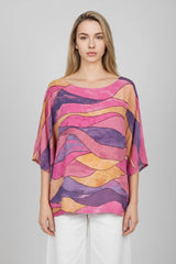 Multicolor Batwing Top Fuchsia