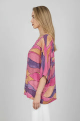 Abstract Print Baggy Cotton Top