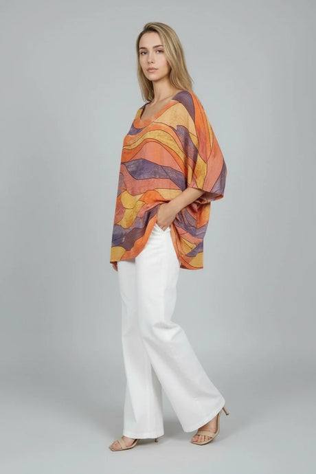 Abstract Print Baggy Cotton Top