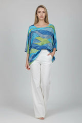 Multicolor Batwing Top Turquoise