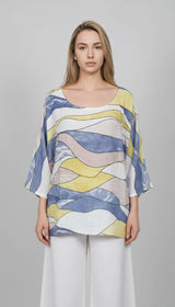 Multicolor Batwing Top White