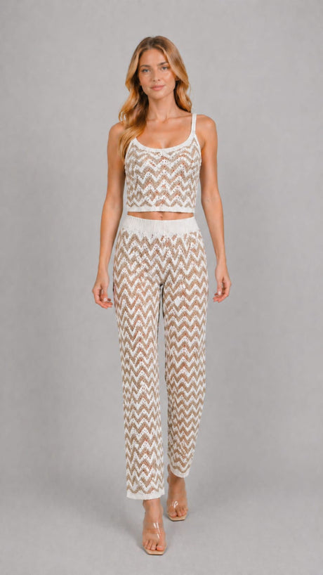 Lurex Chevron Co-ord Set White