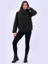 Solid Cowl Neck Ladies Wooly Jacket