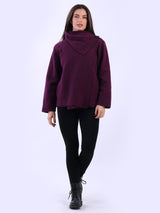 Solid Cowl Neck Ladies Wooly Jacket