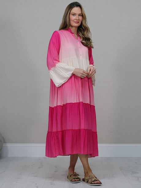 Dyed Duster Dress Fuchsia