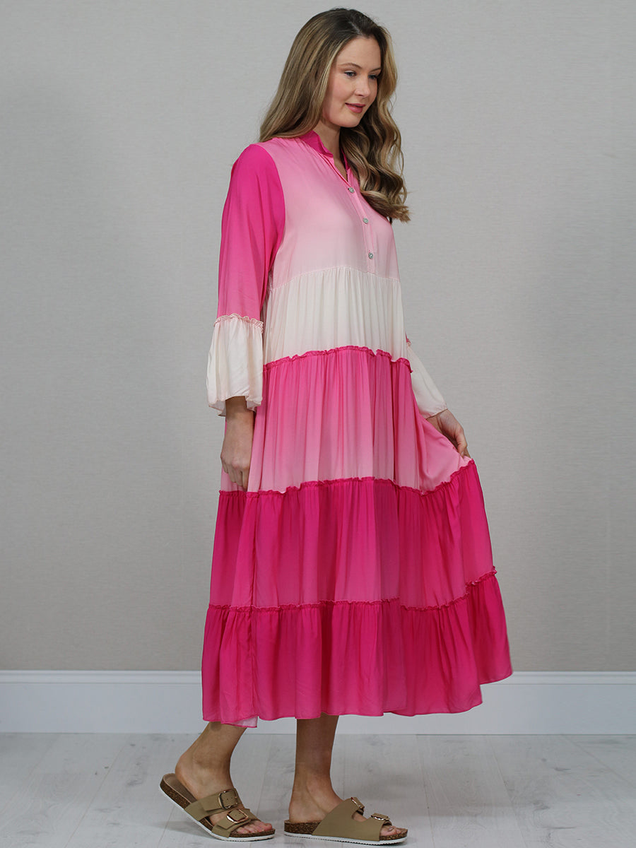 Women Tie And Dye Tired Maxi Dress