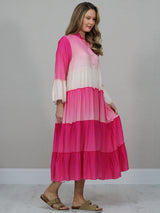 Women Tie And Dye Tired Maxi Dress