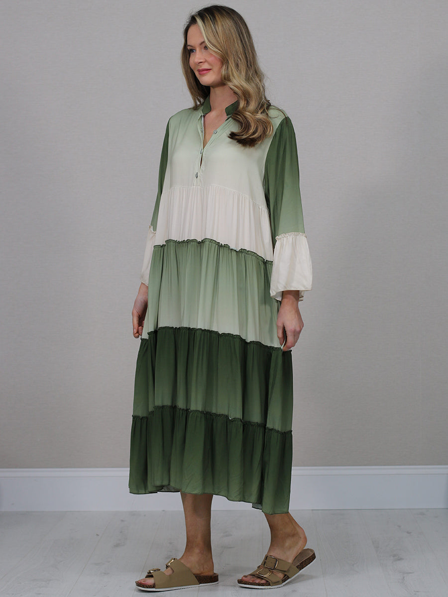 Women Tie And Dye Tired Maxi Dress