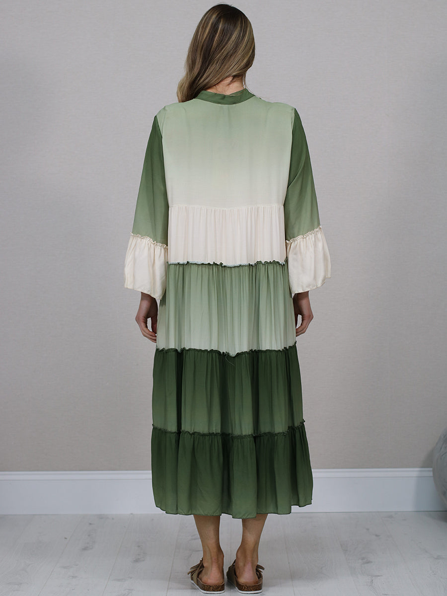 Women Tie And Dye Tired Maxi Dress