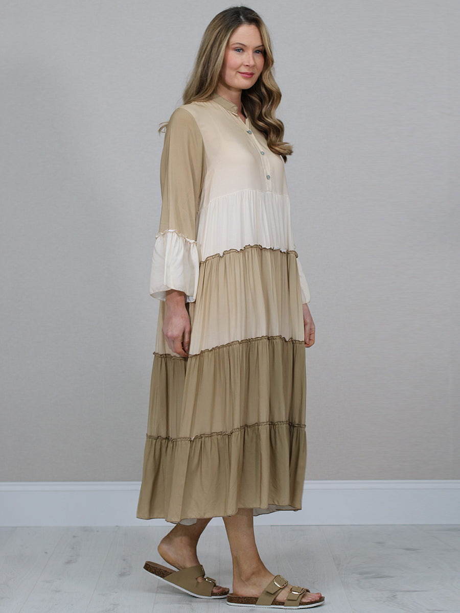 Women Tie And Dye Tired Maxi Dress