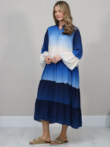 Women Tie And Dye Tired Maxi Dress