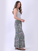 Floral Print Linen Palazzo Pant