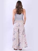Floral Print Linen Palazzo Pant