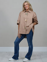 Solid Cotton Hi-Lo Women Shirt