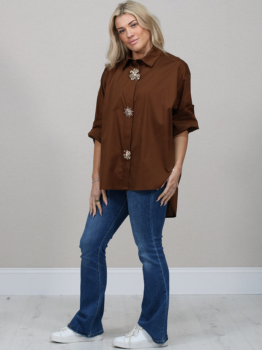 Solid Cotton Hi-Lo Women Shirt